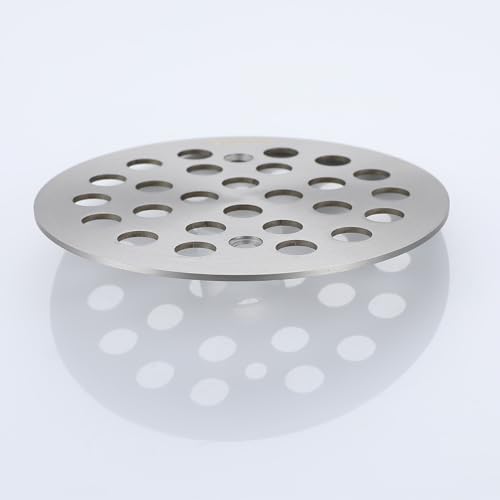 Round 4-1/4 Inch Screw-in Shower Drainer Cover Replacement 304 Stainless Steel Floor Drain Grate with Screws Brushed Nickel - color: Brushed Nickel
