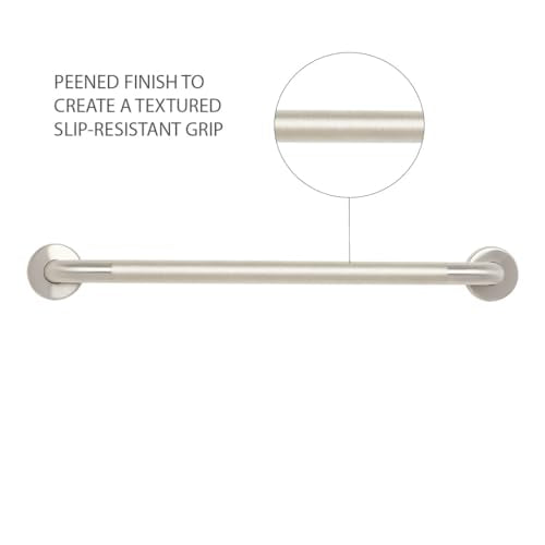 Seachrome 36" Wall Mount Grab Bar, 1 ¼" Diameter, Concealed Flanges, ADA Compliant, Peened with Satin Ends - size: 36 Inch