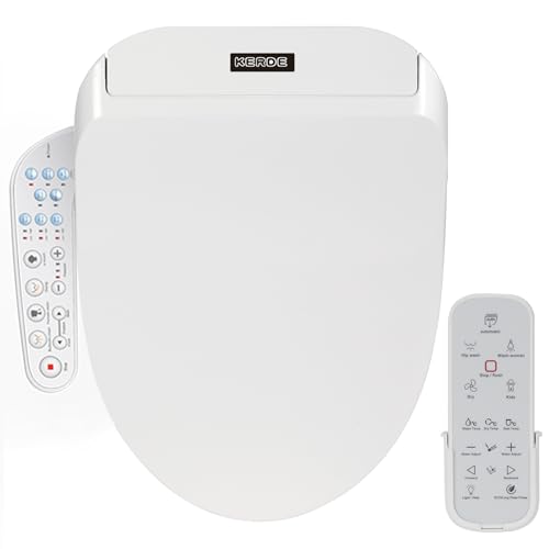 KERDE P30B Bidet Toilet Seat - Dual Control (Side Panel & Remote), Warm Water Wash, Heated Seat, Warm Air Dryer, LED Night Light,Existing Toilets Electric Bidet Elongated Electronic Heated Smart - style: Minimalist