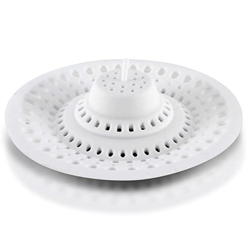 Meadow Lane 4.75-Inch Silicone Drain Hair Catcher, Fits Most Drains, White | Flat silicone cover adjusts to 3 drain setups; 4.75-inch design catches hair on top and lifts off for quick cleaning. - size: 1 Pack