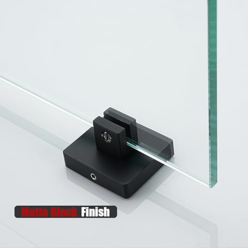 JQK Bathroom Glass Shelf Black, Tempered Glass Shower Storage 8 by 5 inches, 304 Stainless Steel Matte Black Wall Mount, TGS201L8-PB - color: Matte Black, size: 8 Inch
