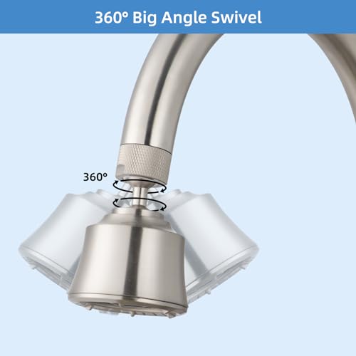 4 Modes Kitchen Sink Faucet Head Aerator, Big Angle Swivel, Brushed Nickel | Faucet Sprayer Attachment with 2 Ball Joint, 55/64-27UNS Famale Thread, Male Thread Adapter Included - color: Brushed Nickel, style: with 2 joint balls
