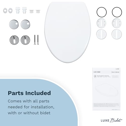 LUXE TS1008R Slow Close Round Comfort Fit Toilet Seat, White | with Slow Close, Quick Release Hinges, and Non-Slip Bumpers - size: Round