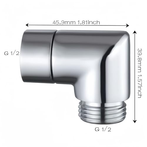 Totalize Solid Brass 90 Degree Shower Elbow Adapter, G1/2" Shower Head Extension Arm Connector (Chrome)