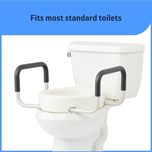 Medline Standard Toilet Seat Riser with Arms, 3.5-Inch Height, 400 lb Weight Capacity - Comfortable & Secure Bathroom Aid for Elderly & Disabled