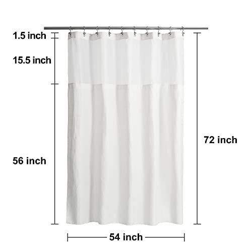 N&Y HOME 54 x 72 Waffle Weave Shower Curtain with Snap-in Liner Set White | 12 Metal Hooks Included, Snap on/off Fabric Liner, Hotel Style & Mesh Top Window, Machine Washable, 54x72 Shower Stall Size - color: White, size: 54"W x 72"L (Pack of 1)