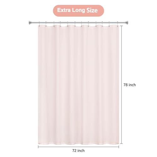 Seenus Waterproof Soft Microfiber Shower Curtain TPU Backed Lightweight, 72 x 78 Inch Extra Long Baby Pink Shower Curtain Liner with 2 Large Magnets, 2 in 1 Washable Fabric Bathroom Shower Curtain - color: Baby Pink, size: 72"W x 78"L (Pack of 1)