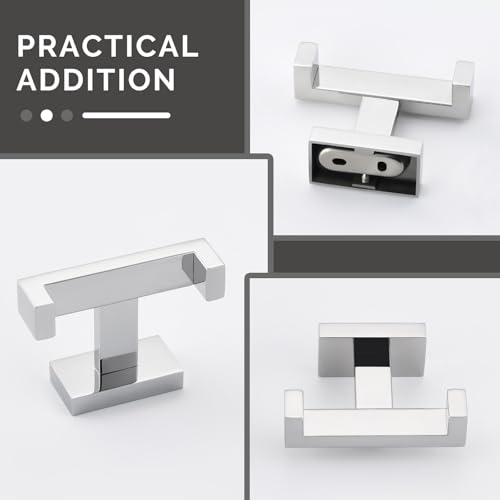 Angle Simple Double Towel Hooks Polished Chrome, Coat Robe Holder, 2 Pack | SUS304 Stainless Steel Hand Towel Hooks for Bathroom Kitchen RV, Screw Wall Mount - color: Polished Chrome, size: 2 Pack
