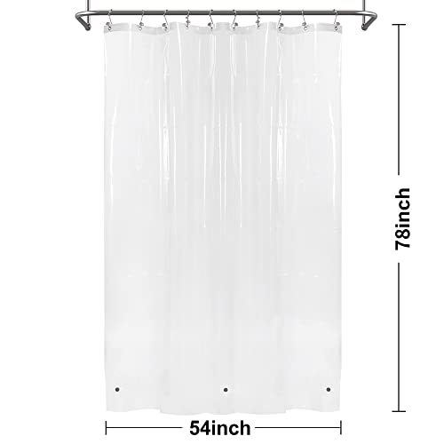 Barossa Design 54x78 Inch Stall Shower Curtain/Liner Heavy Duty, Clear | 8G Thick PEVA, 3 Magnets at Bottom, 10 Rustproof Grommets, Waterproof, PVC Free, 54x78 Inches for Bathroom Stall - color: 1a. Clear, size: 54"W x 78"L (Pack of 1)
