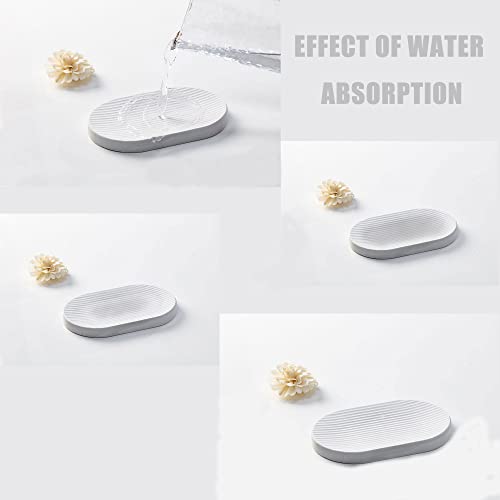 Ceramic Toothbrush Holders for Bathrooms, White Bathroom Accessories Diatomite, Electric Toothbrush Holder Countertop with Toothbrush Holders, Soap Dish Set