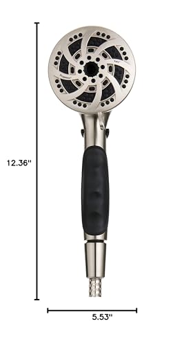 ETL Oxygenics 92489 Fury RV Handheld Shower - Brushed Nickel, 72 inch Hose length | 5 spray settings, flow control lever adjusts pressure, rubber finger grips prevent slipping
