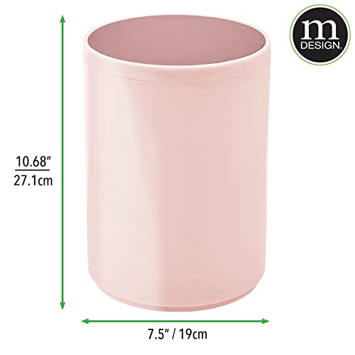 mDesign Plastic Small Slim Round 1.7 Gallon/6.5 Liter Trash Can with Removable Swing Lid - Light Pink/Rosette Pink - color: Light Pink/Rosette