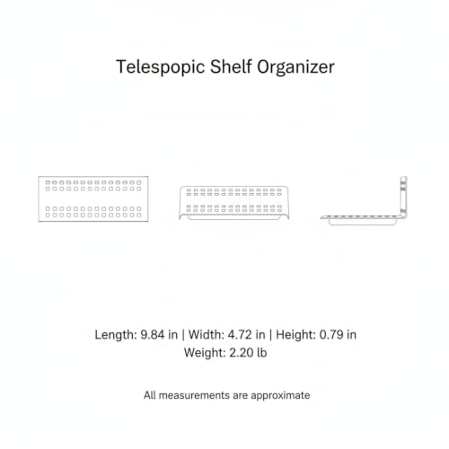 Telescopic Shelf Organizer, Adjustable Stainless Steel Cabinet Divider for Under Sink, Kitchen, Bathroom, and Closet Storage - size: 9.84 x 4.72 x 0.79 in