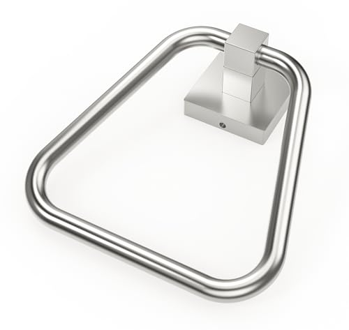 RUACQ Towel Ring, Hand Towel Holder for Bathroom Wall, Brushed Nickel | Wall Mounted Hand Towel Bar, 304 Stainless Steel Towel Hanger, Square Base, Geometric Towel Holder Design, Modern, Heavy Duty - color: Brushed Nickel