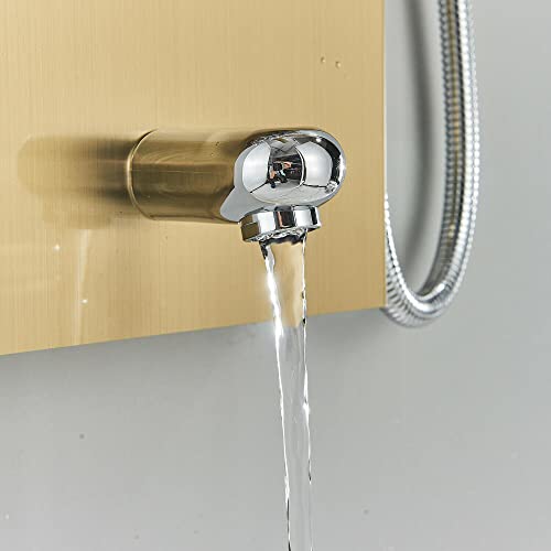 Brushed Gold Led Shower Panel Tower Massage Body Jets System Rain&Waterfall Mixer Hand Shower