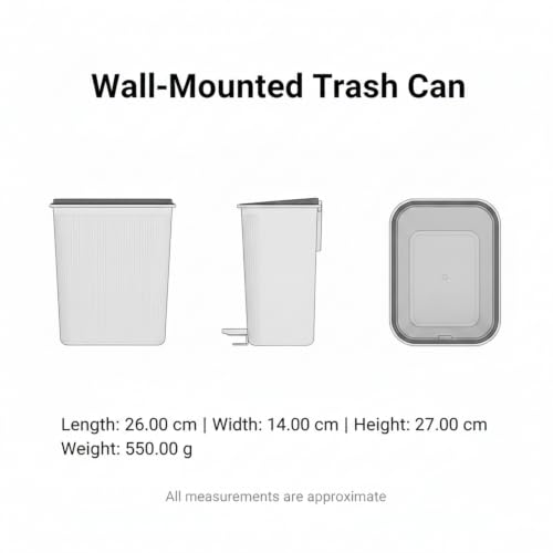 Wall-Mounted Trash Can, Compact 1.06 Gallon Waste Bin for Kitchen Cabinet or Bathroom, Space-Saving PP Plastic Disposal Unit (1 PC) - color: White