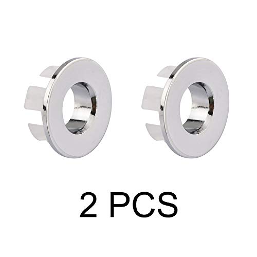 Sink Basin Trim Overflow Cover Brass Insert in Hole Round Caps Chrome 2 PCS - color: Chrome 2 Pcs