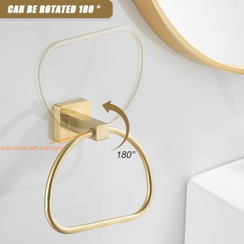 Leyden Gold Toilet Paper Holder Hand Towel Holder, Brushed Brass Toilet Roll Holder Towel Ring, Modern Bathroom Hardware Set Stainless Steel Wall Mounted 2 Pieces - color: Gold Square Bottom
