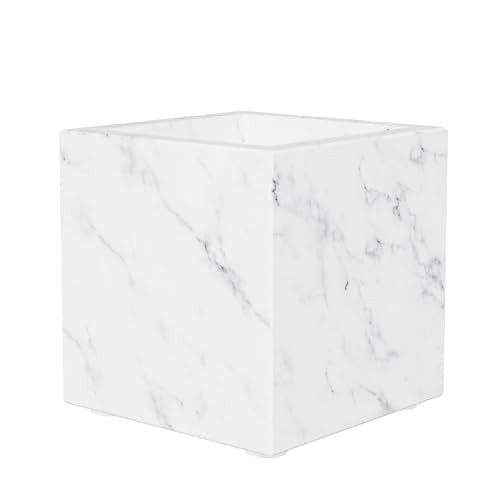 Marble Toothbrush Holder,Pencil Cup,3.9x3.9x3.9in,Carrara White | Makeup Brush Holders with Anti Slip Foot Pads, Rectangular Toothbrush Organizer,Natural Stone Utensil Container for Bathroom - color: Carrara White