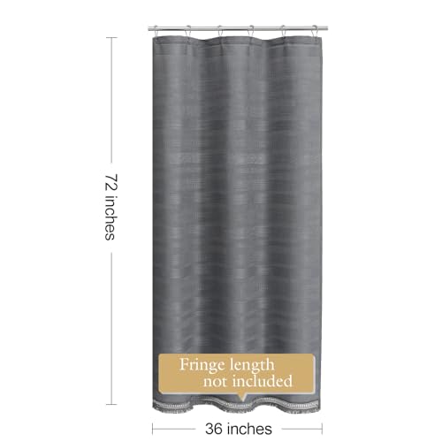 Small Stall Boho Farmhouse Shower Curtain with Tassel, Linen Bohemian French Country Chic Bathroom Shower Curtain Set, Modern Striped Textured Shower Curtain 36x72 - Grey - color: Grey, size: 36"W x 72"L (Pack of 1)
