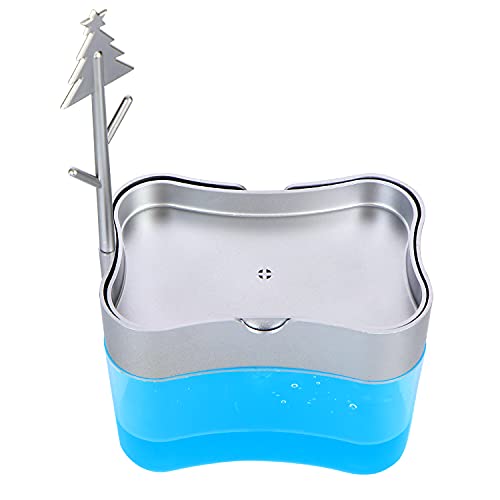 New 2026 Version Soap Dispenser with Added Features - Premium Quality Dish Soap Dispenser - Countertop Kitchen Soap Dispenser, Sink Dish Washing 13 Ounces (Sponge Included) - color: Silver