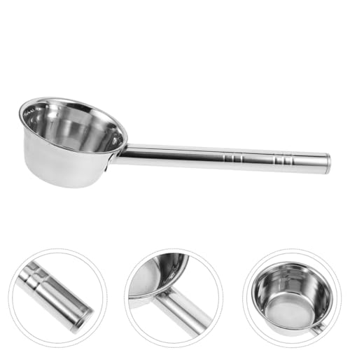 Stainless Steel Water Ladle with Long Handle, Bath Rinse Cup and Soup Dipper, Flat Bottom Kitchen Scoop for Household and Bathroom Use, 25x16 Cm