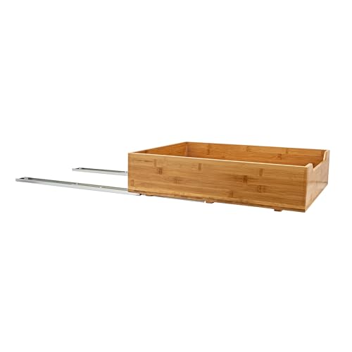 Household Essentials Glidez Bamboo and Steel Pull-Out/Slide-Out Storage Organizer for Under Cabinet Use - 1-Tier Design - Fits Standard Size Cabinet or Shelf, Natural - size: 17", style: Single Tier