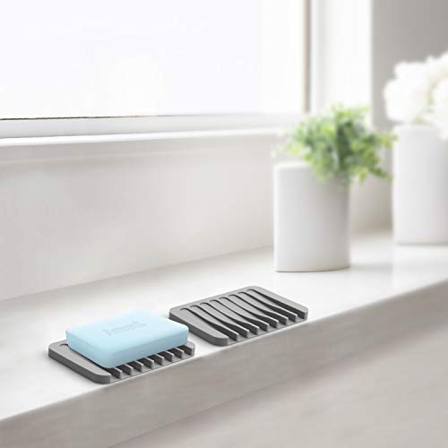 Anwenk Soap Dish for Shower Waterfall Soap Holder Soap Tray Soap Saver Drainer Flexible Silicone for Shower/Bathroom/Kitchen/Counter Top,Keep Soap Bars Dry Clean,Easy Cleaning- Grey, 1Pack - color: Grey-1pack