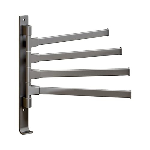 180° Swivel Towel Rack, Thicken 1-4 Arm Towel Bar, No Drill Towel Rack, Space Saving Wall Mounted Towel Holder with Hook, Swing Out Towel Hanger for Bathroom Kitchen Use (4 Arm) - color: 4 Arm