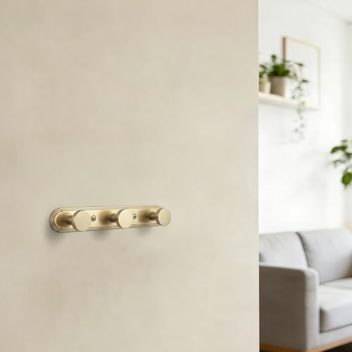 Goo-Ki 1 Pack Champagne Bronze Coat Rack Wall Mount Heavy Duty, Towel Rack Zinc Alloy Coat Hooks Wall Mounted for Hanging Bag Hat Clothes - color: Champagne Bronze, size: 3 Hooks