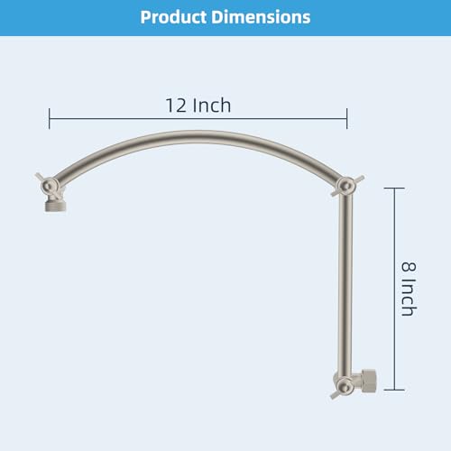 Hibbent All Metal 20'' Shower Head Extension Arm, Brushed Nickel | Solid Brass Adjustable Shower Arm with Lock Joint, Flexible Height & Angle, Universal Connection Shower Head Extender - color: Brushed Nickel, size: 20 Inch