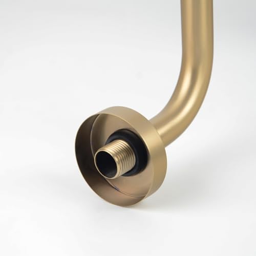 Shower Extension Arm, S shaped shower arm with Flange,Stainless Steel 13 Inch High Rise Shower Head Extender Arm,Brushed Gold,10Z4MK - color: Brushed Gold, style: S Shaped