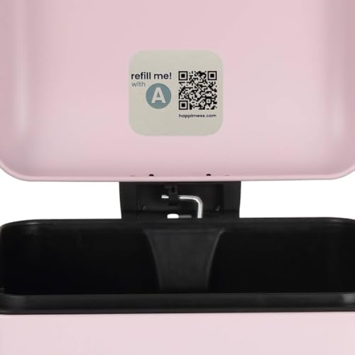 happimess Betty 8 Gal Step Trash Can Soft-Close Lid, Blush Pink | Removable Liner, Semi-Rectangular, Steel Pedal, Iron Powder Coated, 27" Height, Non-Skid Base - color: Blush Pink
