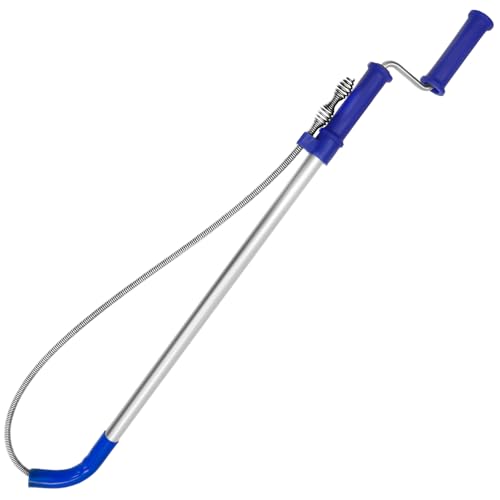 Toilet Auger 6FT DIY Plumbing Snake Drain Cleaner Tool Closet Auger with Non-Scratch Silicone Protection Head, Rust-Resistant Steel,No Plumber Needed for Heavy Toilet Blockages - color: Blue (6FT)
