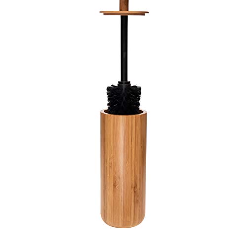 Bath Bliss Rounded Natural Bamboo Collection, Toilet Bowl Brush, Matching Accessories to Decorate Your Bathroom, Tall (10029-NATURAL) - size: Round Tall Toilet Brush