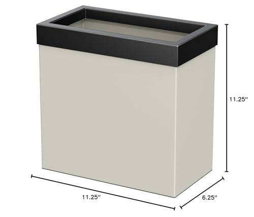 Gatco Modern Rectangle Wastebasket, Matte Pearl and Matte Black Combo - Stainless Steel Trash Can with Removable Lid, Leakproof, 3 Gallon Capacity for Bathroom, Bedroom, Kitchen, or Office - color: Matte Pearl / Black