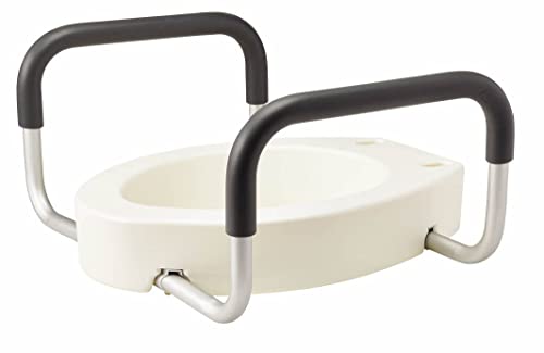 Medline Elongated Toilet Seat Riser with Arms, 3.5-Inch Height 400 lb Weight Capacity - Comfortable & Secure Bathroom Aid for Elderly & Disabled