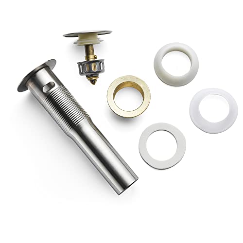 Rockgoya Bathroom Sink Drain,5 Pack Drain Stopper Bathroom Sink with Overflow,Pop Up Drain Assembly with Detachable Strainer Basket,Built-in Anti-Clogging Strainer,Stainless Steel Brushed Nickel - color: Brushed Nickel-5 Pack, style: With Overflow