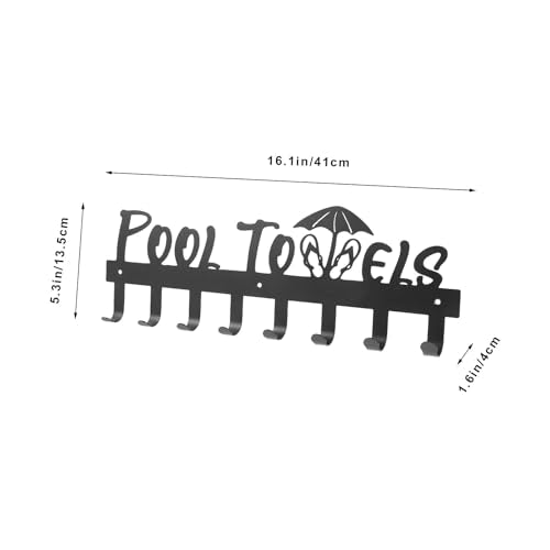 ABOOFAN Wall-Mounted Iron Towel Rack with Multiple Clothes Hooks, Black Metal Coat Rack for Bathroom and Entryway, Modern Wall Row Hook Rail for Towels, Hats, Robes, and Keys