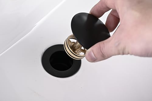 AVSIILE Matte Black Bathroom Sink Drain Without Overflow Vessel Sink Lavatory Vanity Pop Up Drain Stopper, All Metal Rustproof Brass and 304 Stainless Steel - color: Matte Black, style: Non-overflow