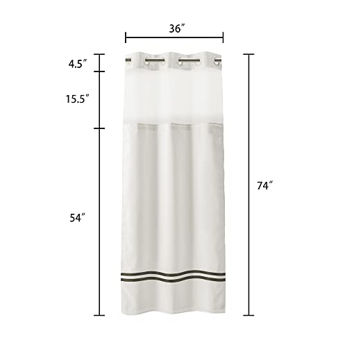 River Dream Stall Shower Curtain with Snap in Liner,No Hooks Needed Shower Curtain for Bathroom,Hotel Grade,Machine Washable,36" W×74" H,White,with Black Stripe and Magnets - color: Black Stripe, size: 36"W x 74"L (Pack of 1)
