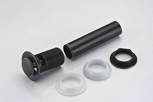SUMERAIN Pop Up Drain Stopper with Overflow, Matte Black Finish | Solid Brass, Bathroom Sink Drain, Tool-Free Installation - size: S7306O