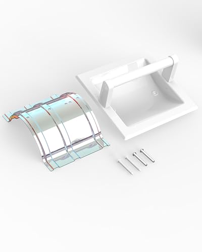 White Recessed Toilet Paper Holder Wall Mounted Stainless Steel | Post Pivoting Design Easy to Change Roll, in Wall Toilet Paper Holder for Mega Roll for Bathroom Waterproof & Rustproof - color: White