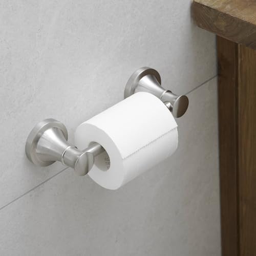 Bathroom Toilet Paper Holder Wall Mount Tissue Holder Brushed Nickel | Rustproof Toilet Tissue Roll Holder, Flexible Double Post Pivoting Handle, Bathroom Accessories SUS304 Stainless Steel - color: Brushed Nickel