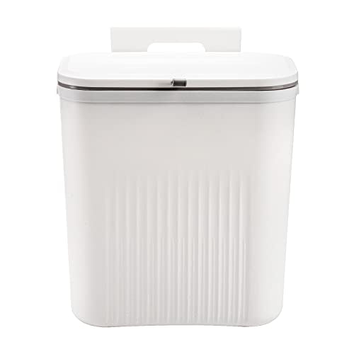 Frcctre 2 Pack 2.4 Gallon Kitchen Compost Bin, Hanging Trash Can with Lid Garbage Can for Countertop or Under Sink, Wall Mounted Counter Waste Bin for Kitchen Bathroom Bedroom Office