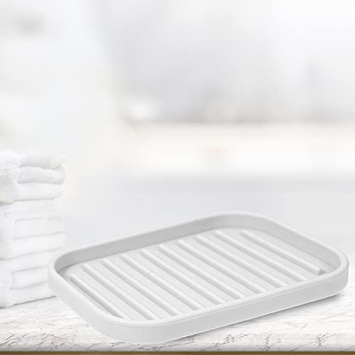 VOCOSTE Silicone Soap Dish, Light Gray, 13.5x9cm | Soap Cleaning Storage, Keep Soap Dry, For Home Bathroom Kitchen - color: Light Gray
