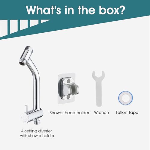 PDPBath Brass Shower Arm Diverter with Adhesive Handheld Holder for Easy Reach, Upgrade Low 3-Way Diverter with Pause Setting, G1/2 Universal Connection - Chrome - color: Chrome-3