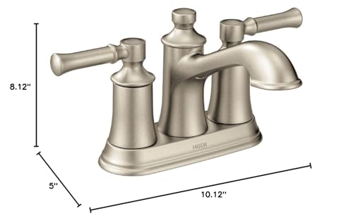 Moen Dartmoor Brushed Nickel Traditional Two Handle Centerset Bathroom Sink Faucet, 6802BN - color: Brushed Nickel