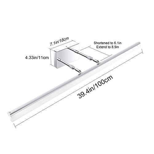 Aipsun 40 inch Modern LED Vanity Lights Adjustable Bathroom Light Fixtures Over Mirror Chrome Vanity Lighting 5500K - color: Chrome, size: 40 in