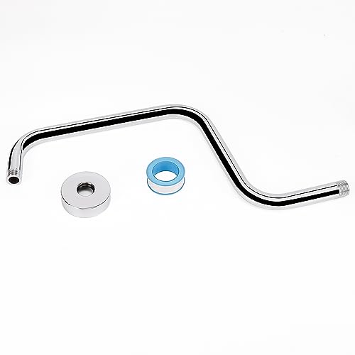 S Shaped Shower Arm, High Rise Shower Head Extension Pipe Standard 1/2" Connection with Flange, Awesome Shower Experience-Stainless Steel Bathroom Accessory(16 Inch Z-S Shape, Chrome Finish) - color: Chrome Finish, style: 16" Z Shape